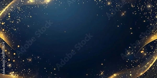 Obraz Gold glitter on a dark blue background. High-resolution
