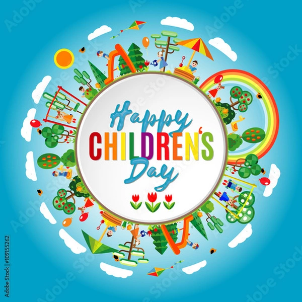Obraz happy children's day. Vector illustration of Universal Children day poster. Childrens background