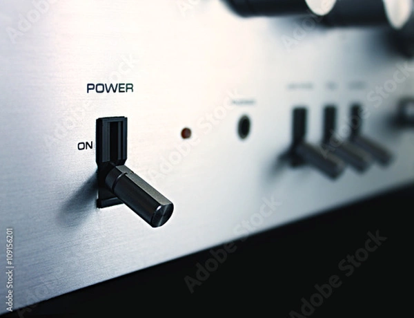 Fototapeta Power button from an old amplifier