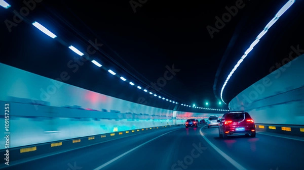 Fototapeta car driving through tunnel