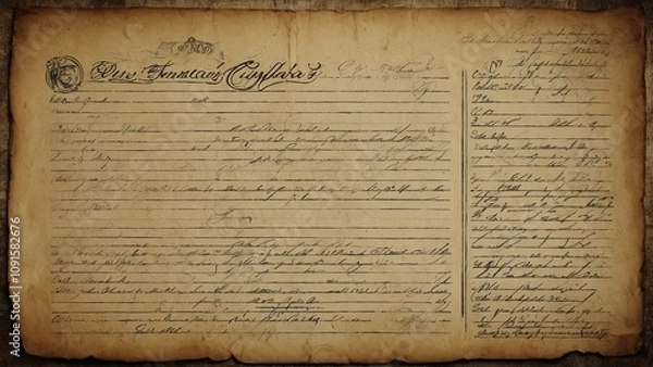 Obraz Cooking class background Vintage handwritten recipe on aged parchment paper