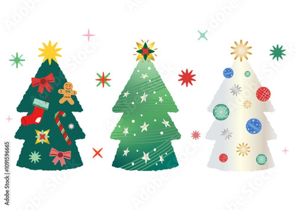 Obraz かわいいクリスマスツリー
