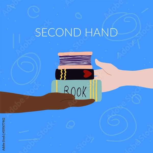 Obraz Second hand passes book bipoc vector artwork