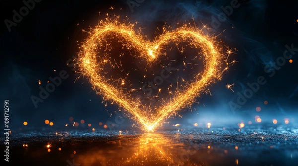 Fototapeta heart shaped fireworks