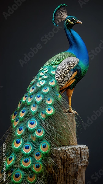 Fototapeta peacock isolated on grey background