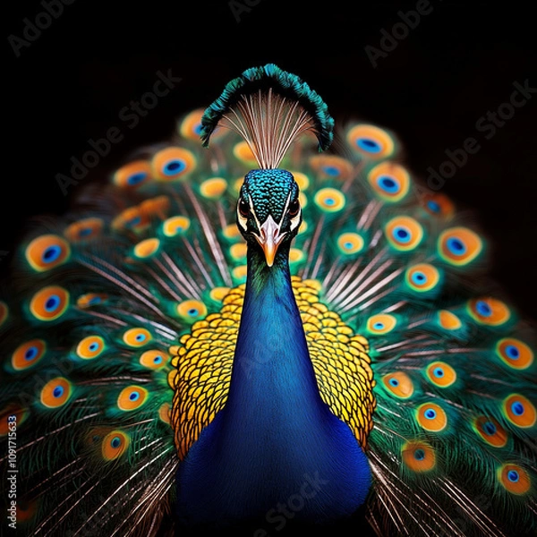 Fototapeta peacock isolated on black background
