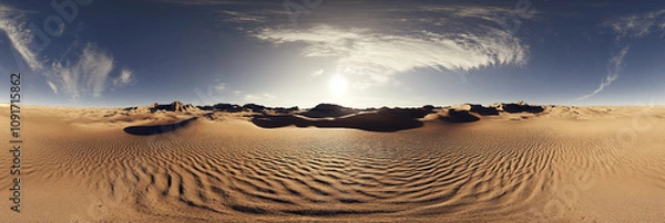 Fototapeta Panoramic Desert Sunset with Cloudy Sky