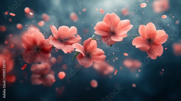 Fototapeta red petals on the background