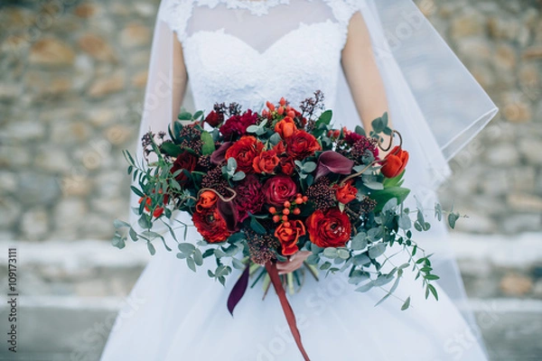Obraz Bride with wedding bouquet