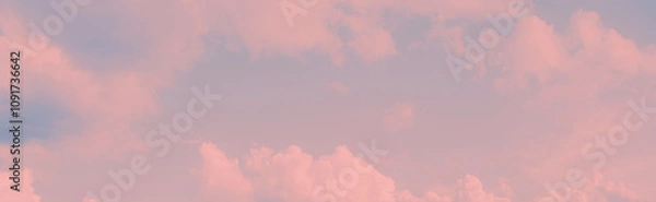 Fototapeta The romantic beautiful sky with delicate pink clouds at sunset creates a magical atmosphere of love.