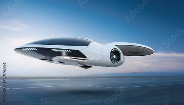 Fototapeta 하늘을 나는 미래형 자동차의 외형
