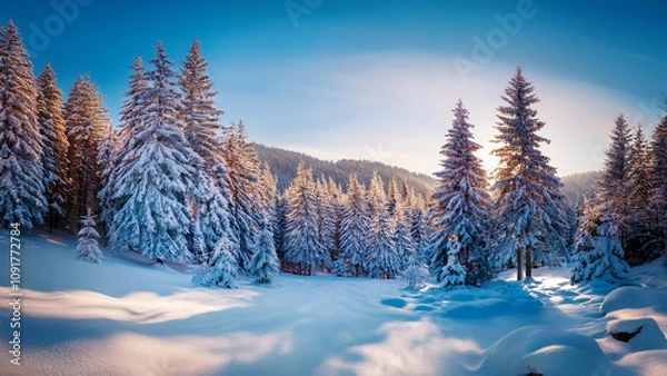 Obraz snow covered trees