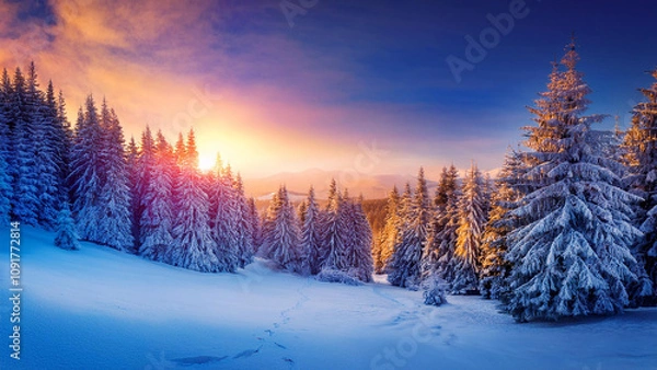 Obraz sunset in the forest