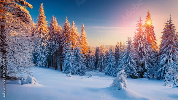 Obraz sunset in the forest