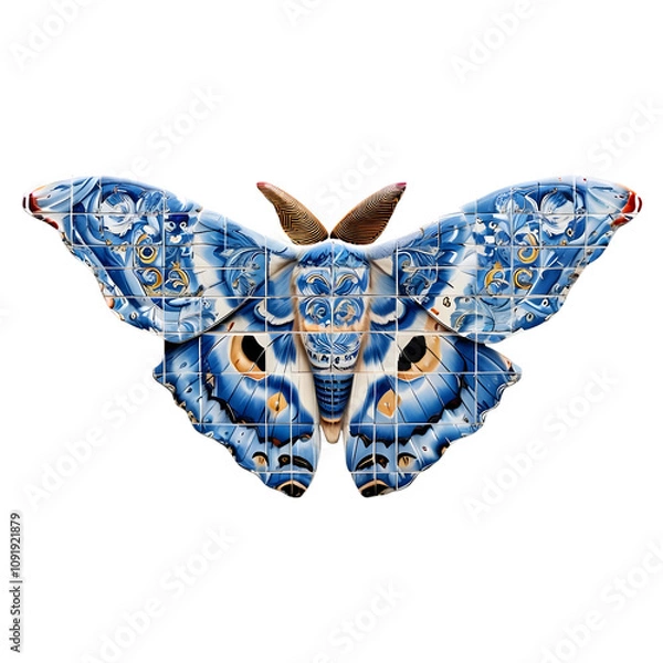 Obraz Azulejo Tile Moth Sticker With Intricate Artistic Details