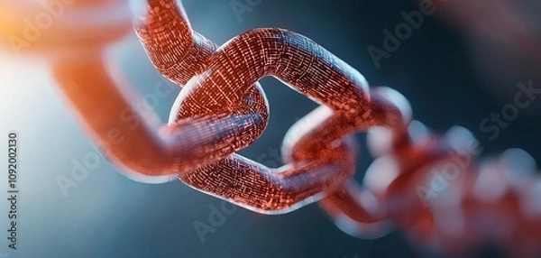 Obraz Innovative blockchain connection concept digital realm graphic design futuristic environment close-up view technology and networking synergy