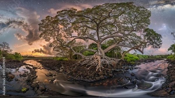 Obraz big tree beside the river