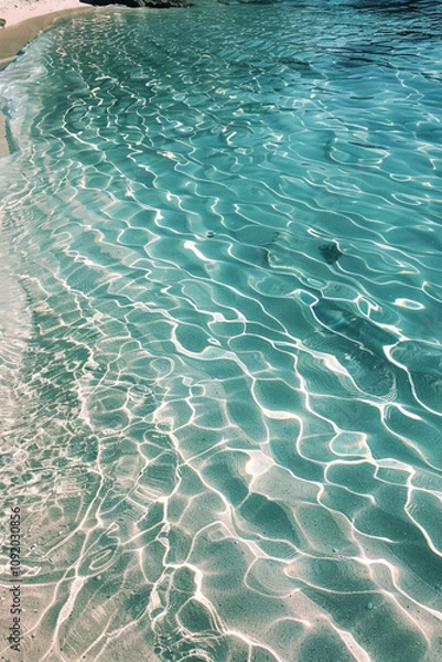 Fototapeta Stunning tropical beach wallpaper with vibrant turquoise water, pristine white sand, ideal for smartphone screens, made with generative ai