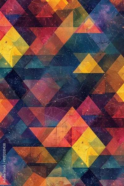 Fototapeta Eye-catching modern iPhone wallpaper with a colorful geometric design of overlapping triangles and hexagons, made with generative ai