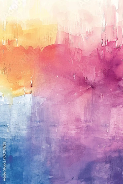 Fototapeta Soft watercolor iPhone wallpaper featuring pastel shades that blend seamlessly, creating a soothing and abstract art design made with generative ai