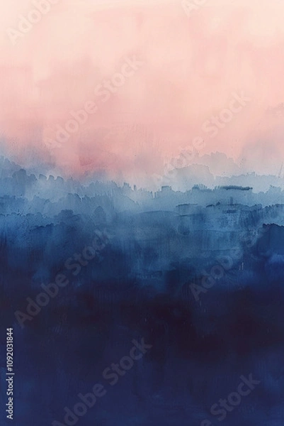 Fototapeta Sophisticated iPhone wallpaper with a soft gradient transition between deep blue and light pink, offering a clean and stylish visual appeal made with generative ai