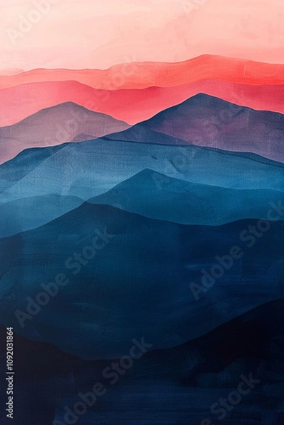 Fototapeta Elegant minimalist iPhone wallpaper, smooth gradient from deep blue to light pink, perfect for a modern and sleek design aesthetic, made with generative ai