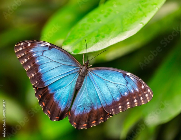 Obraz Peleides Blue Morpho on leaf