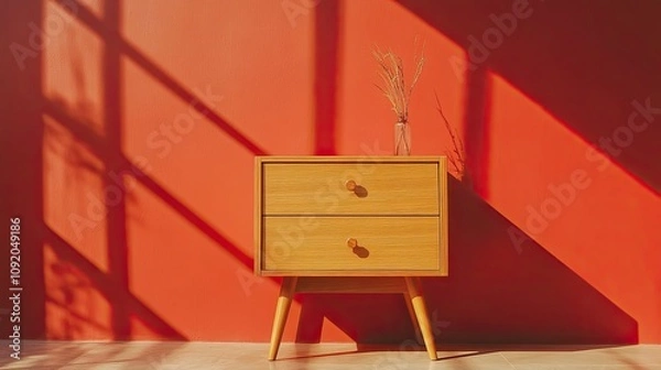 Fototapeta Bedside cabinet isolated on abstract background