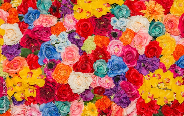 Obraz Beautiful multicolored artificial flowers background.