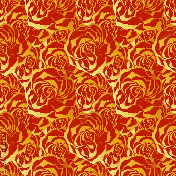 Fototapeta Roses. Seamless colorful vector pattern.