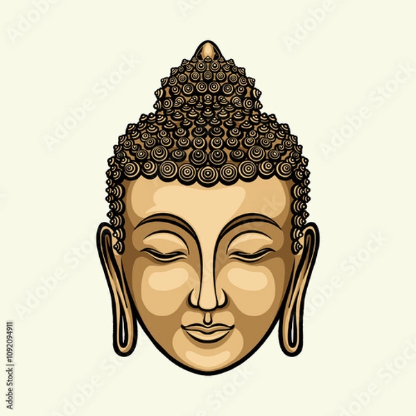 Fototapeta buddha head vector illustration