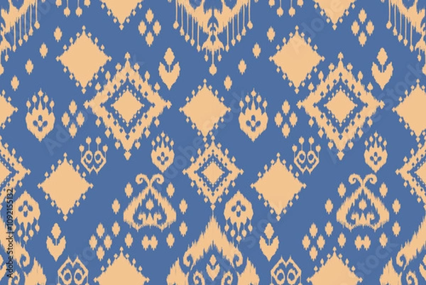 Fototapeta Abstract ethnic ikat pattern traditional Design for background, carpet, wallpaper, clothing, wrapping, Batik, fabric, Vector illustration. embroidery style.