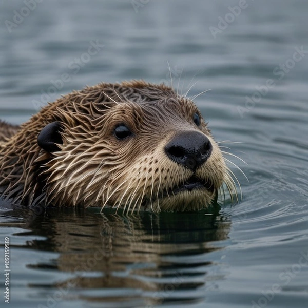 Fototapeta otter in the water,otter on the rock,close up of a otter