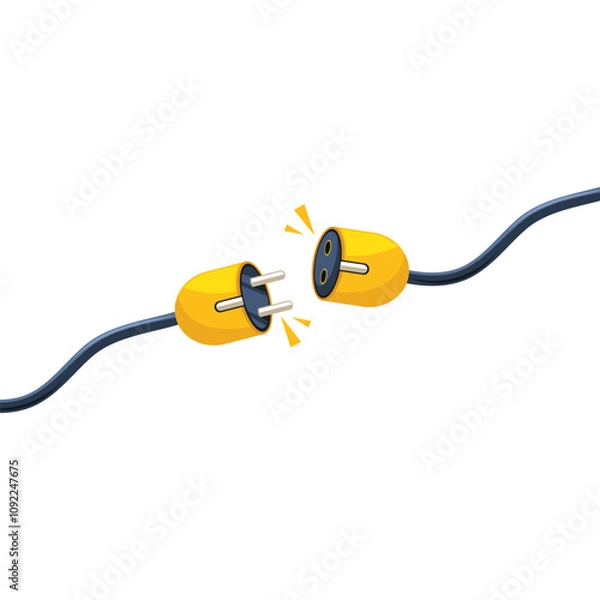 Fototapeta cartoon of a disconnected power plug or icon for lost signal or also an error icon for an internet site