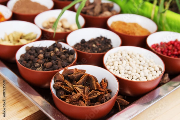Fototapeta Various spices selection.