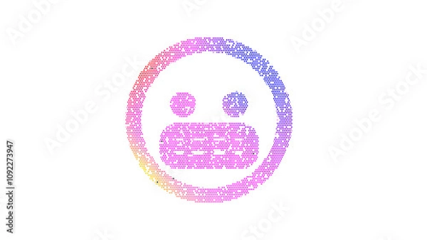 Fototapeta Icon grimace is made up of LED square shapes. There are bright diodes and there are black dead diodes