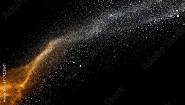 Obraz Abstract flowing fluid light particles purple and blue on black background in concept technology, science