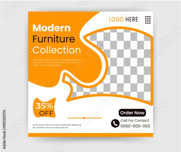 Fototapeta  Social media template banner furniture sale promotion. fully editable square vector design.