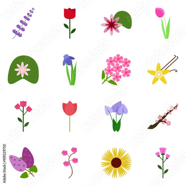 Fototapeta Icon set floret. Vector floret. Icon on a white background