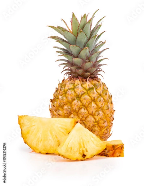 Obraz Pineapple fruit slices isolated on white background