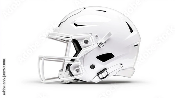 Fototapeta Modern White Football Helmet Showcasing Sleek Design and Protective Features Suitable for Competitive Play in Various Sports Seasons