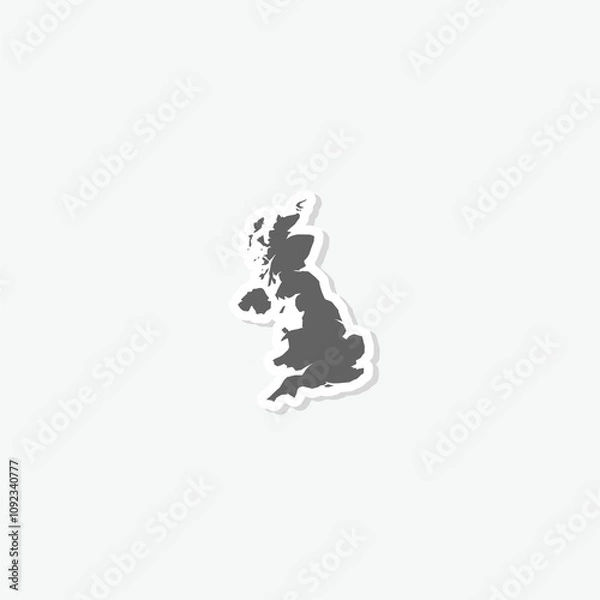 Fototapeta Map of United Kingdom icon sticker isolated on gray background