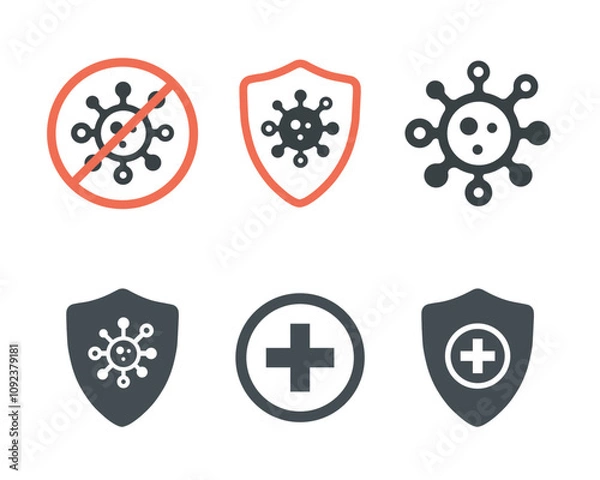 Obraz Antibacterial icon set. Flat vector illustration. White background.