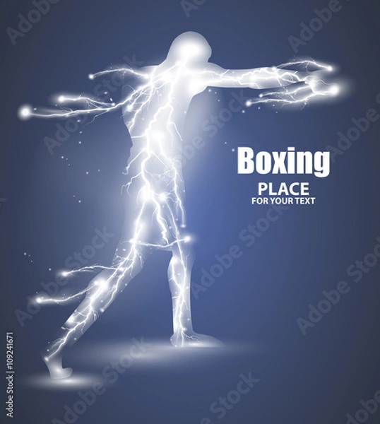 Obraz Abstract boxing from dot, flying lightning, vector