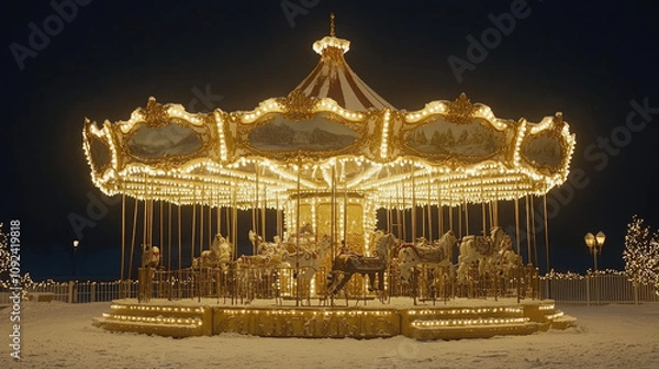 Obraz snow lights mery go round