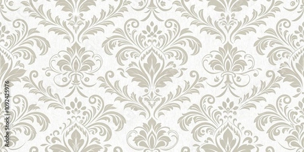 Fototapeta Damask seamless wallpaper background, elegant damask pattern, refined design, sophisticated atmosphere, ornate decorations, luxurious fabric texture