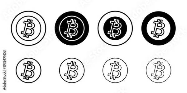 Obraz Bitcoin Icon linear logo isolated