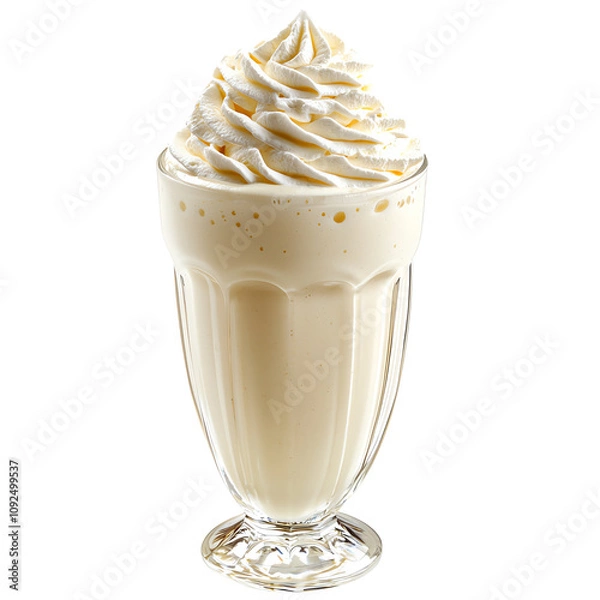 Obraz Delicious vanilla milkshake topped with whipped cream, perfect for any dessert lover or refreshment seeker.