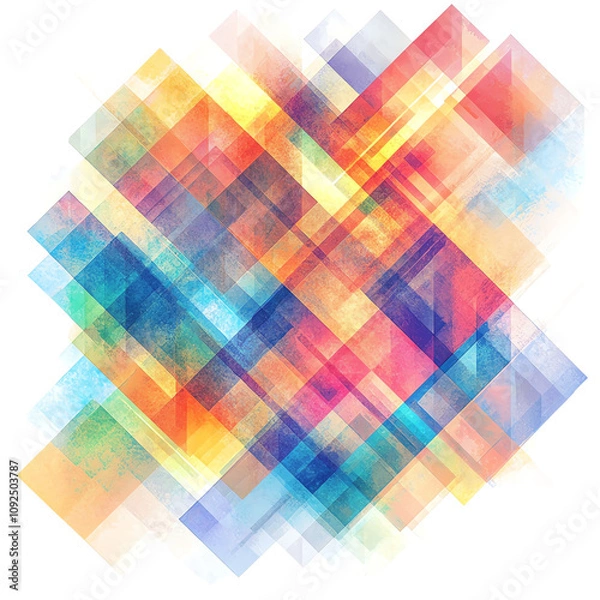 Fototapeta Vibrant abstract composition featuring colorful overlapping shapes and textures, perfect for modern design projects and artwork.