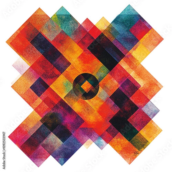 Fototapeta Vibrant abstract design featuring geometric shapes in a kaleidoscopic arrangement, ideal for modern art projects and decor.
